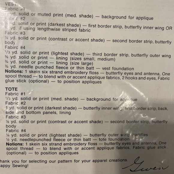 1982 new vintage gingham goose pattern butterfly vest and tote bag Full Size - Picture 5 of 6